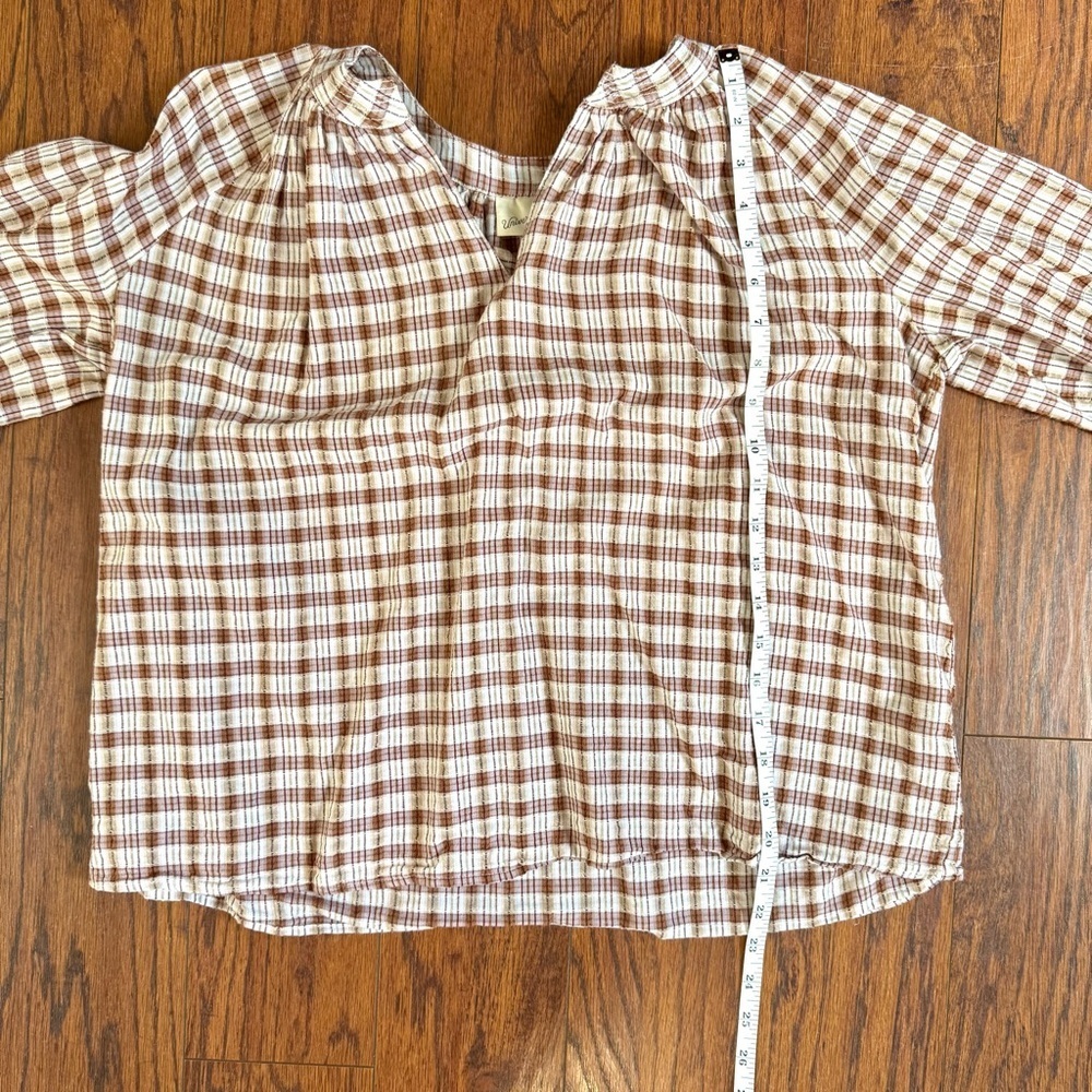 Universal Thread Plaid V-Neck Boho Peasant Blouse Size Extra Small - Picture 15 of 16